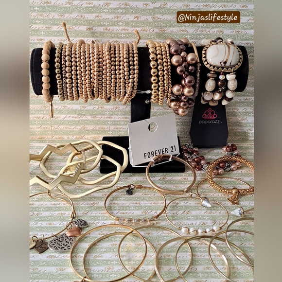 Gold and Bronze Mixed Bracelet/Bangle Bundle - Picture 2 of 11